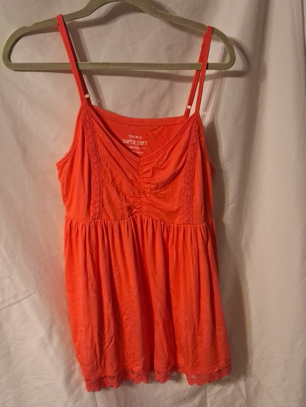 torrid Bright Orange Lace-Trim Cami Dress